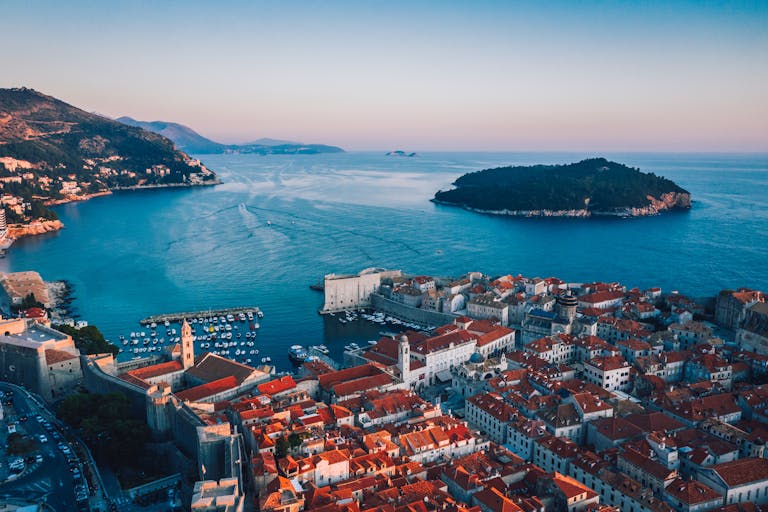 Aerial View of a City and Island