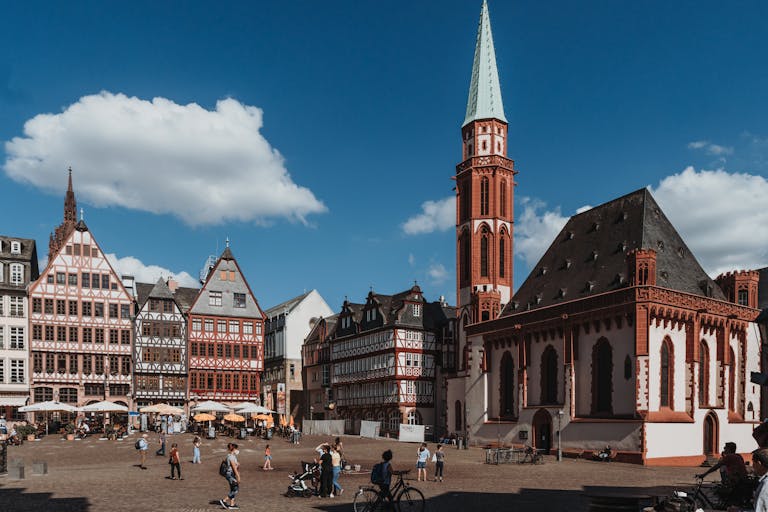 Church and Tenements on Frankfurter Romer in Frankfurt